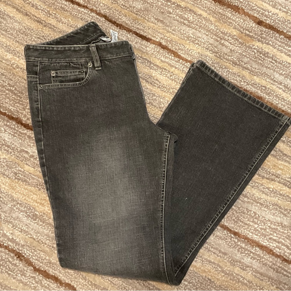 LOFT Jeans Bootcut Size 8 Dark Grey Faded Wash